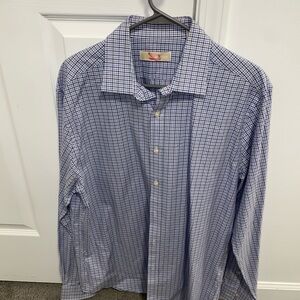 Michael Kors Blue and White Plaid Button-Down Shirt